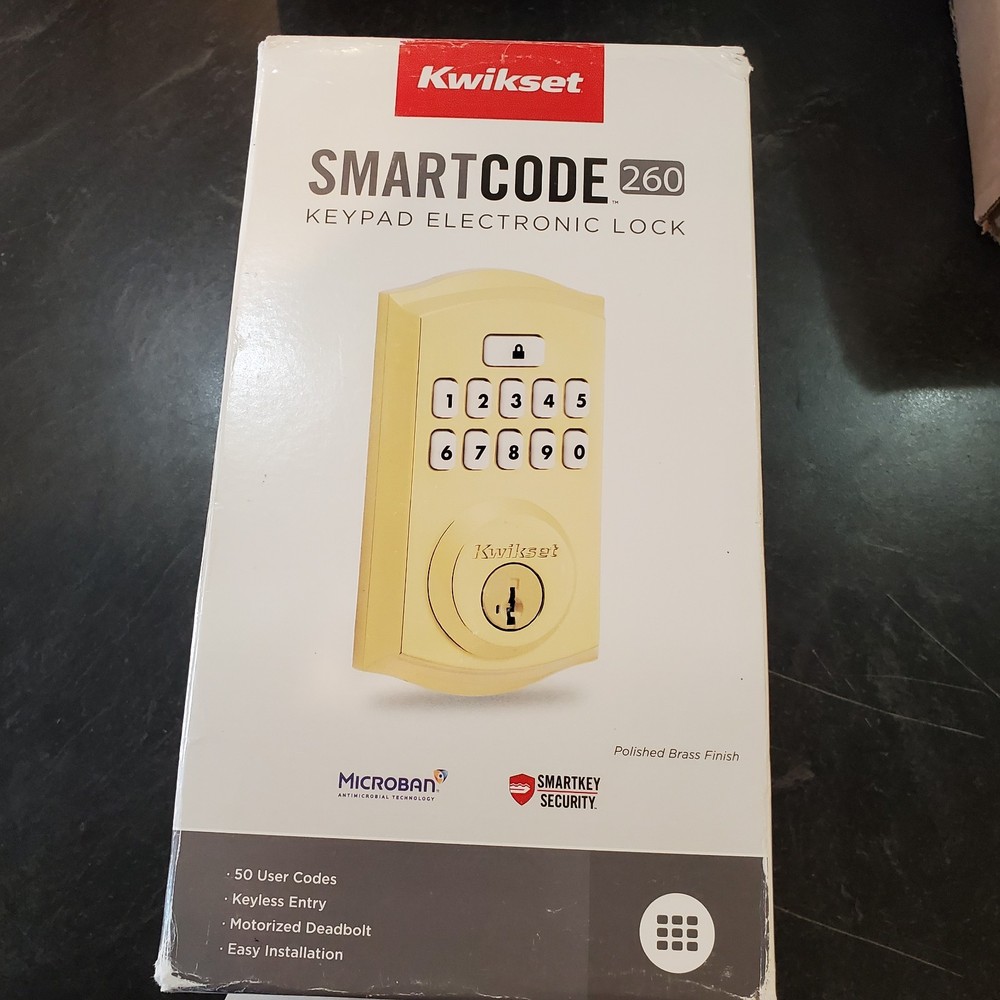 Kwikset 9260TRL-L03S SmartCode Keypad Deadbolt SmartKey Brass Open Box