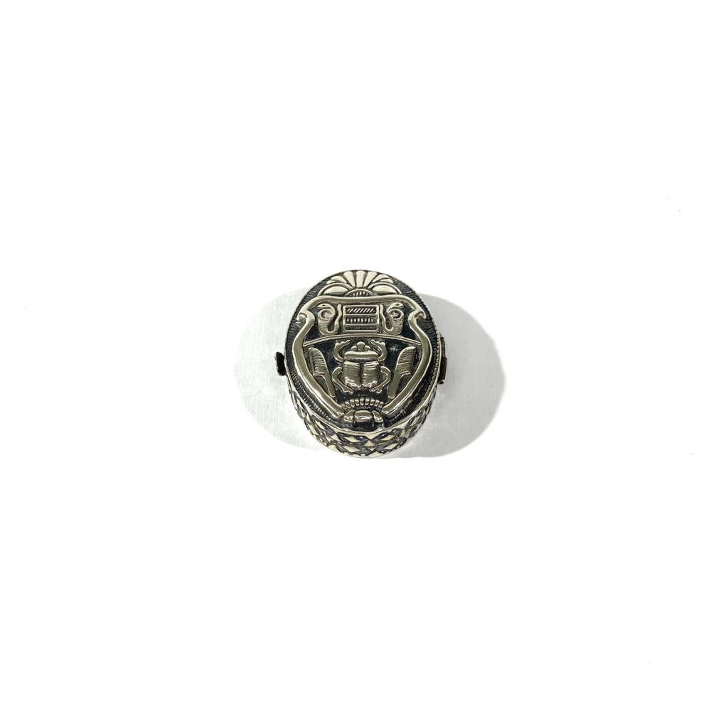 Vintage Heavy Solid Silver Egyptian Pill Box , Hallmarked