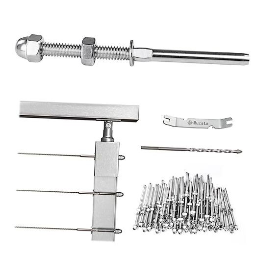 Pack 1/8" Cable Railing Hardware Kit Hand Swage Threaded For 2"x2" Post 60