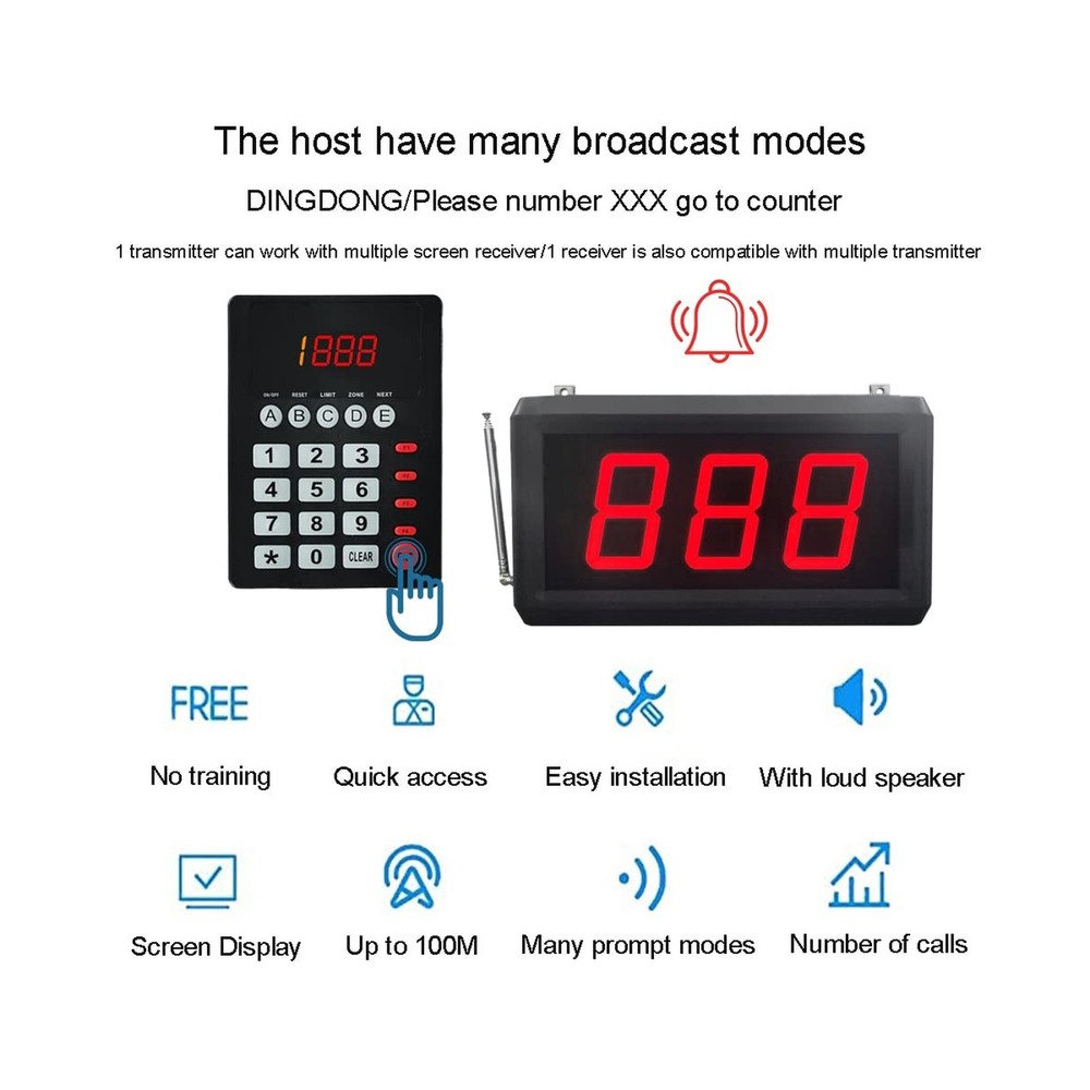 Queue Calling System Pager - Take A Number System Waiting Number System Custo...