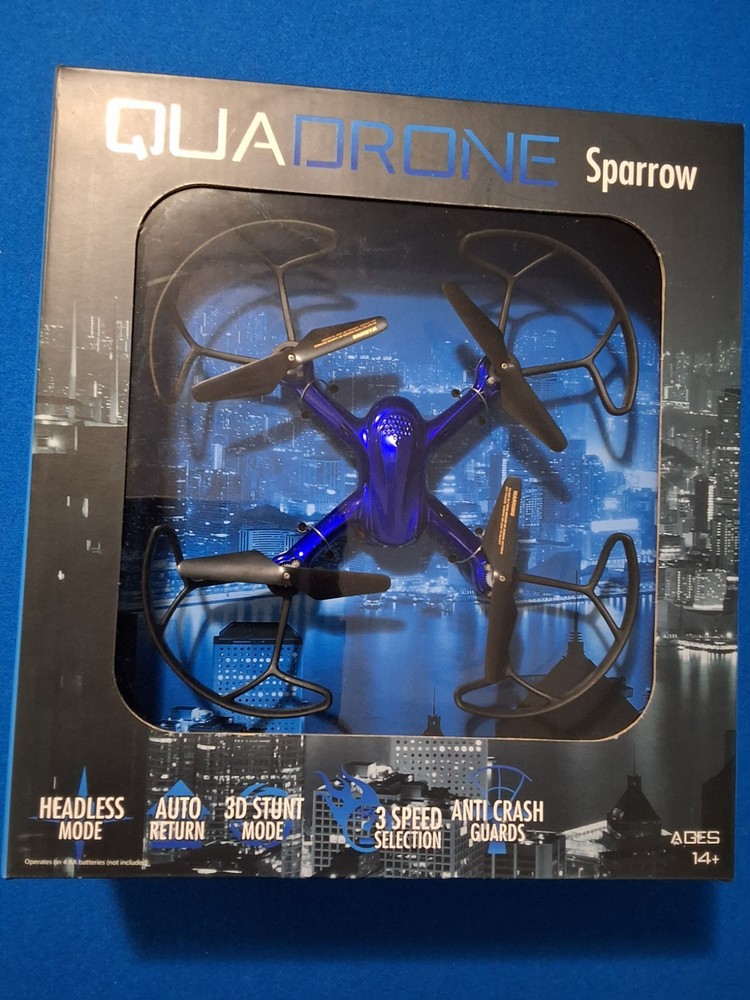QUADRONE Sparrow Remote Control Drone Blue Headless Mode Auto Return AW-QDR-SP