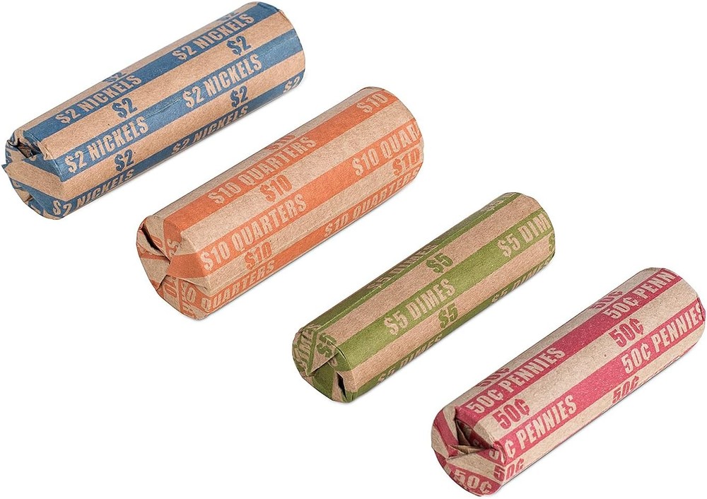 Coin Wrappers Assorted 500 Flat Stripped Roll for 500
