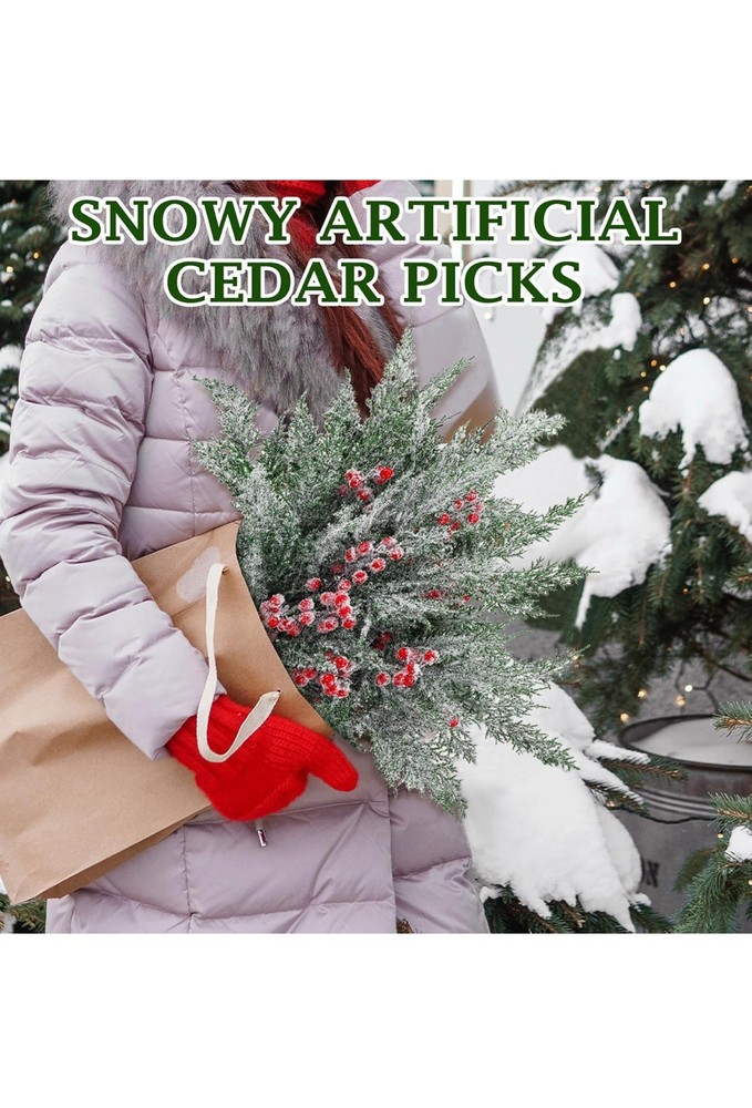 12 Pcs 18.5 Inches Christmas Cedar Branches, Cedar Artificial Christmas Branches