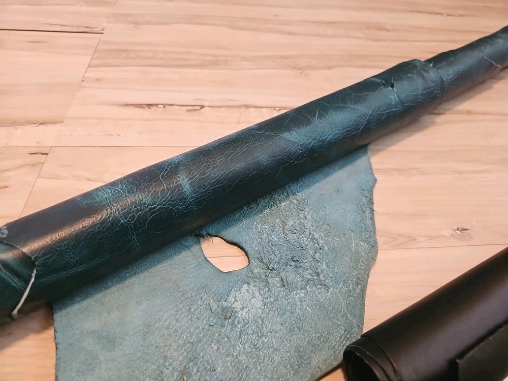 3-4oz VINTAGE PULL-UP DARK TURQUOISE TEAL DISTRESSED LEATHER HIDE SHEET,PANEL