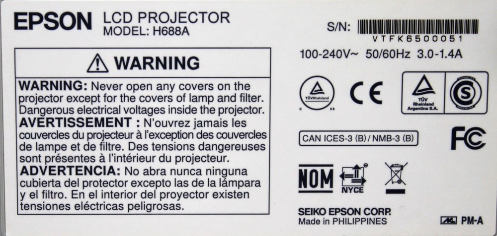 Epson PowerLite 97H Projector (Bulb Hours in Variations) (Remote Included)