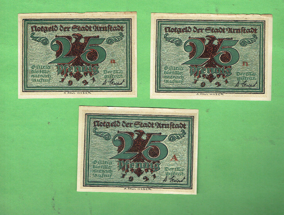#D403. 17. THREE(3) GERMAN NOTGELD NOTES