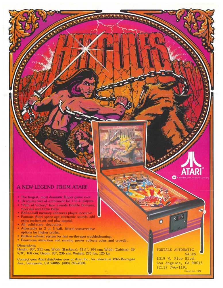 Hercules Atari Pinball Flyer / Brochure / Ad