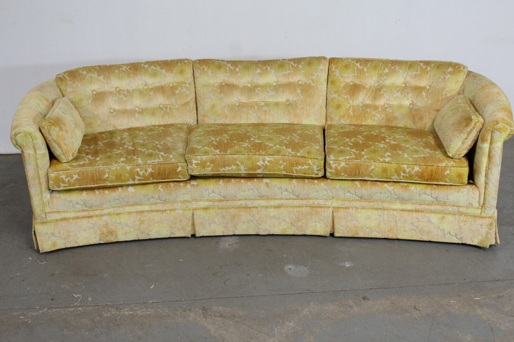 Mid-Century Modern Velvet Concave Front 92" Sofa
