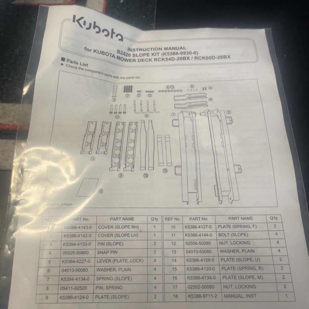 Kubota BX2420 Drive-Over Deck Ramp Kit