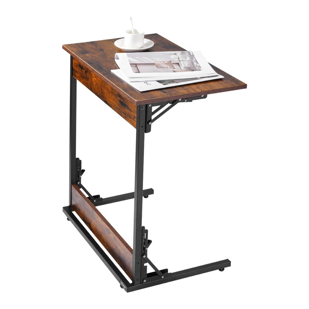 [New]C Table,Folding C Shaped End Table w/Metal Frame & Adjustable Feet,Foldable