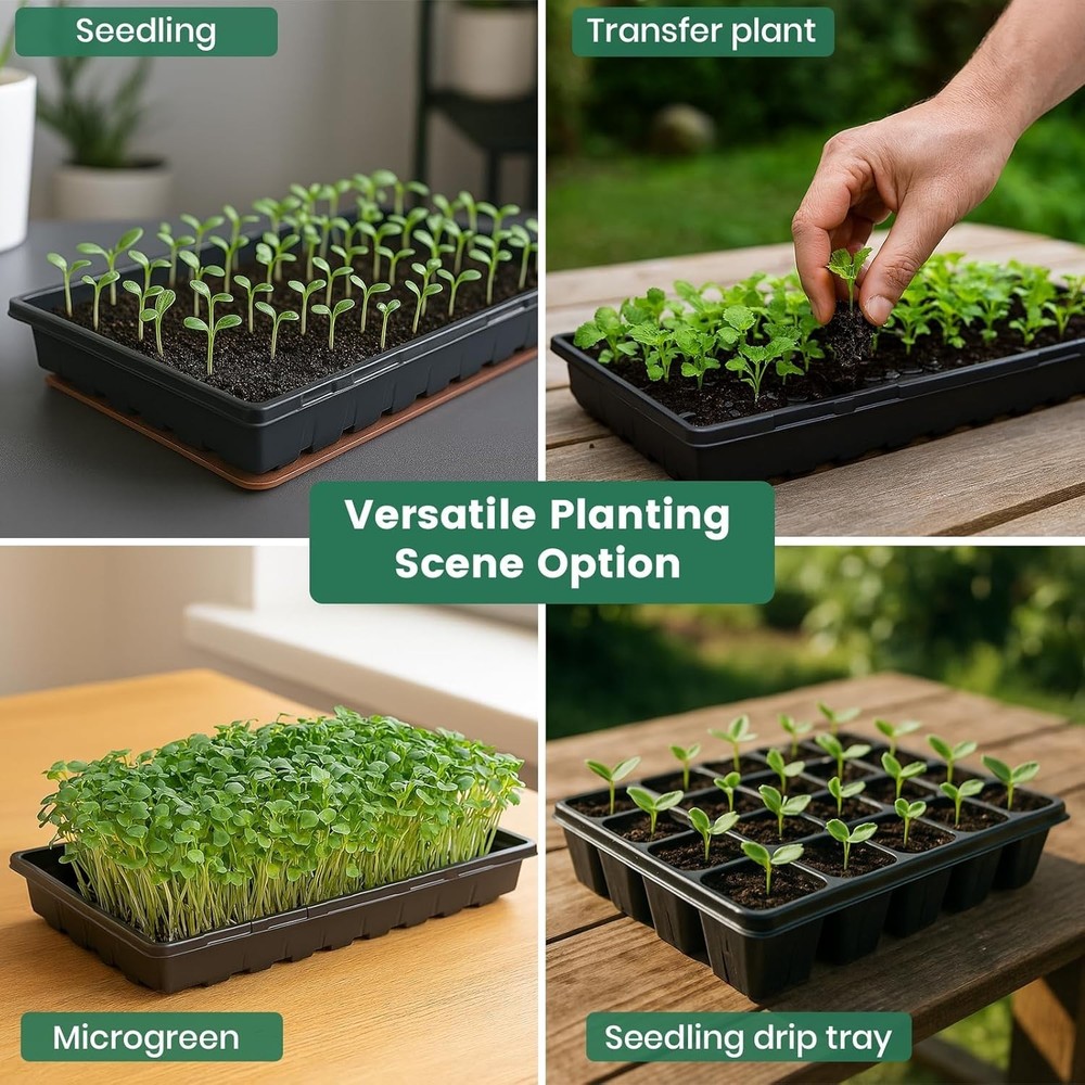 Fodder Trays 10-Pack - Heavy Duty Seed Starter Flats=