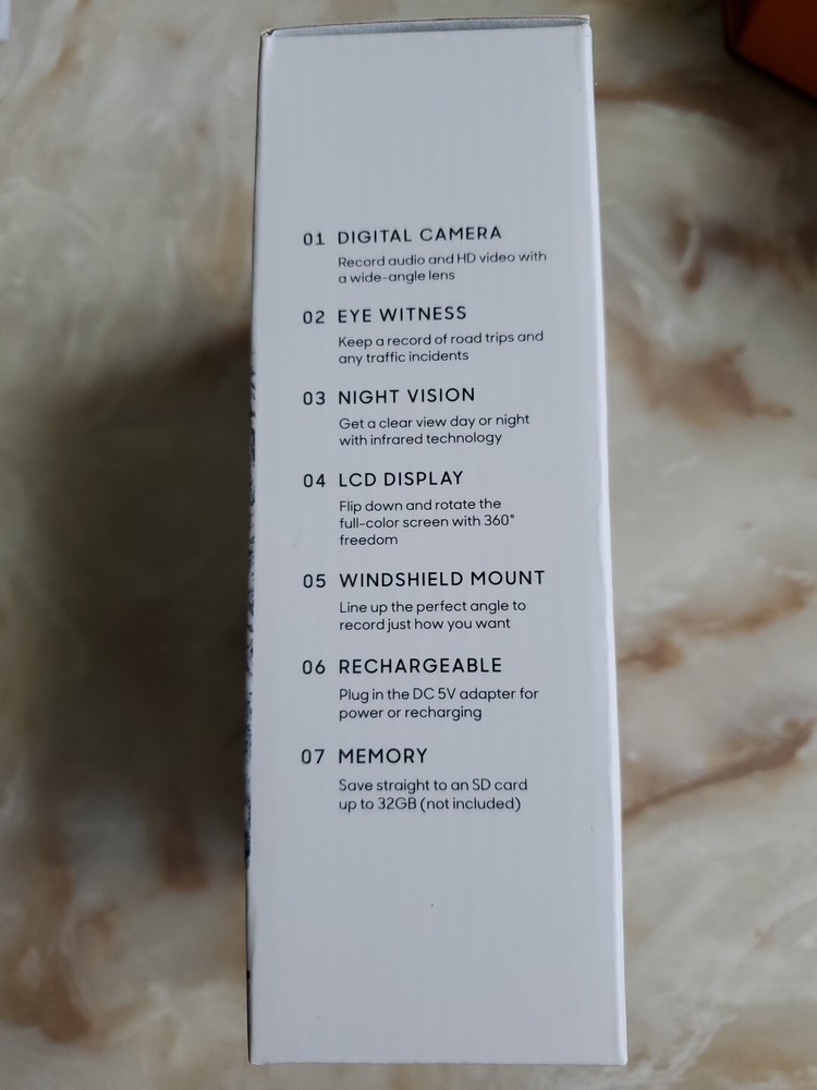 NIB Sharper Image Dashboard Camera Wide Angle 360 Night Vision Windshield Mount