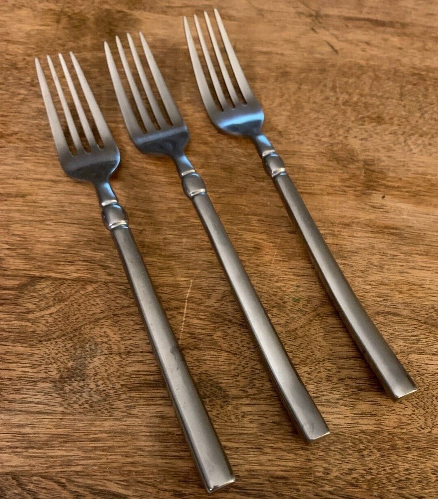 3 Dinner Fork Radial International Silver Stainless Concave Circle