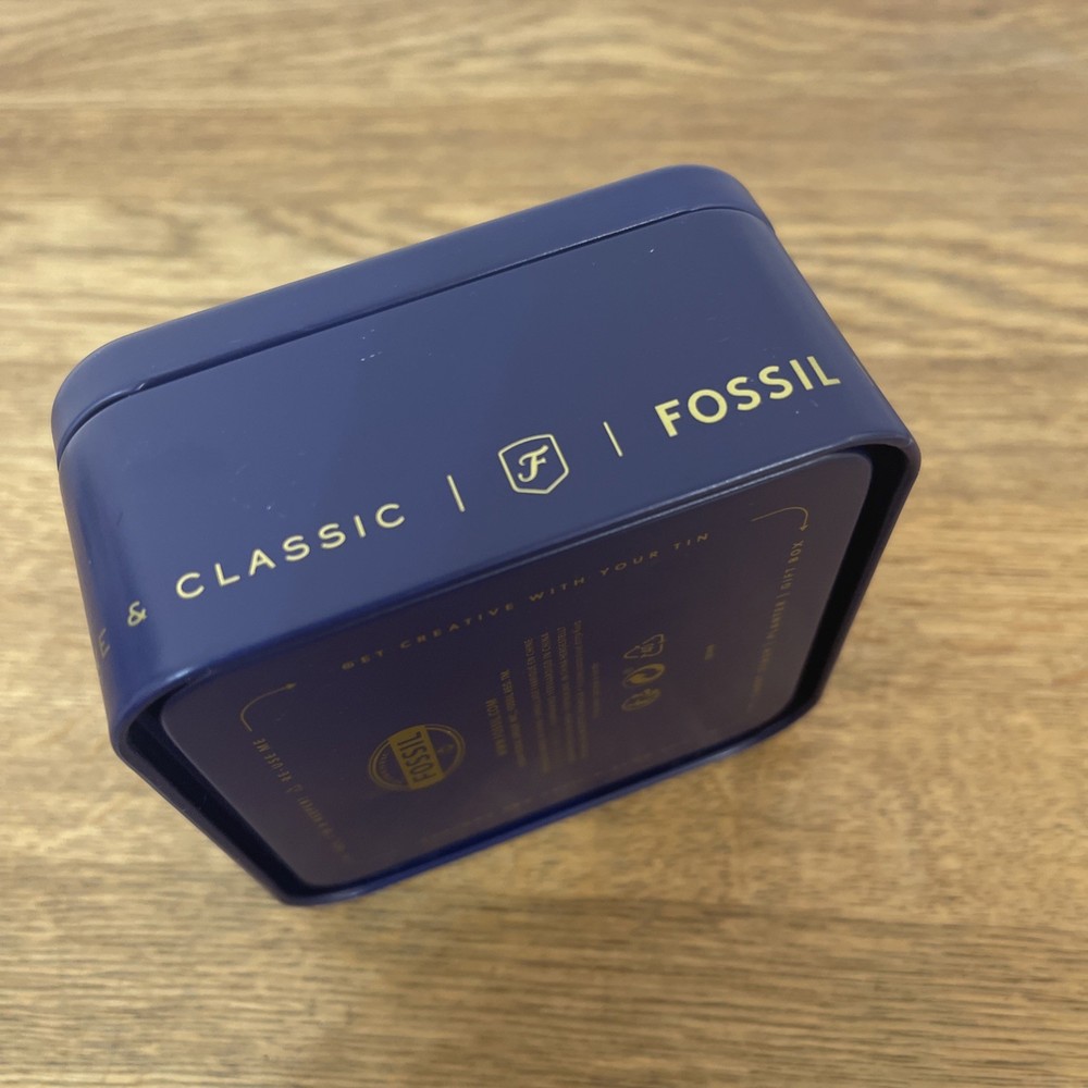 Fossil Gift Tin and Bag Blue