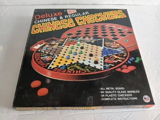 DELUXE CHINESE & REGULAR CHECKERS SET METAL