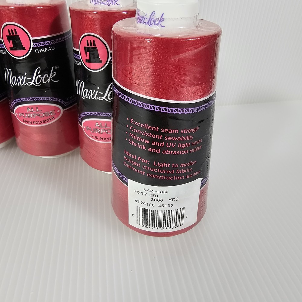 NEW 8 Maxilock Serger Thread Spools RED BLUE 3000 Yd Polyester Overlock Sewing