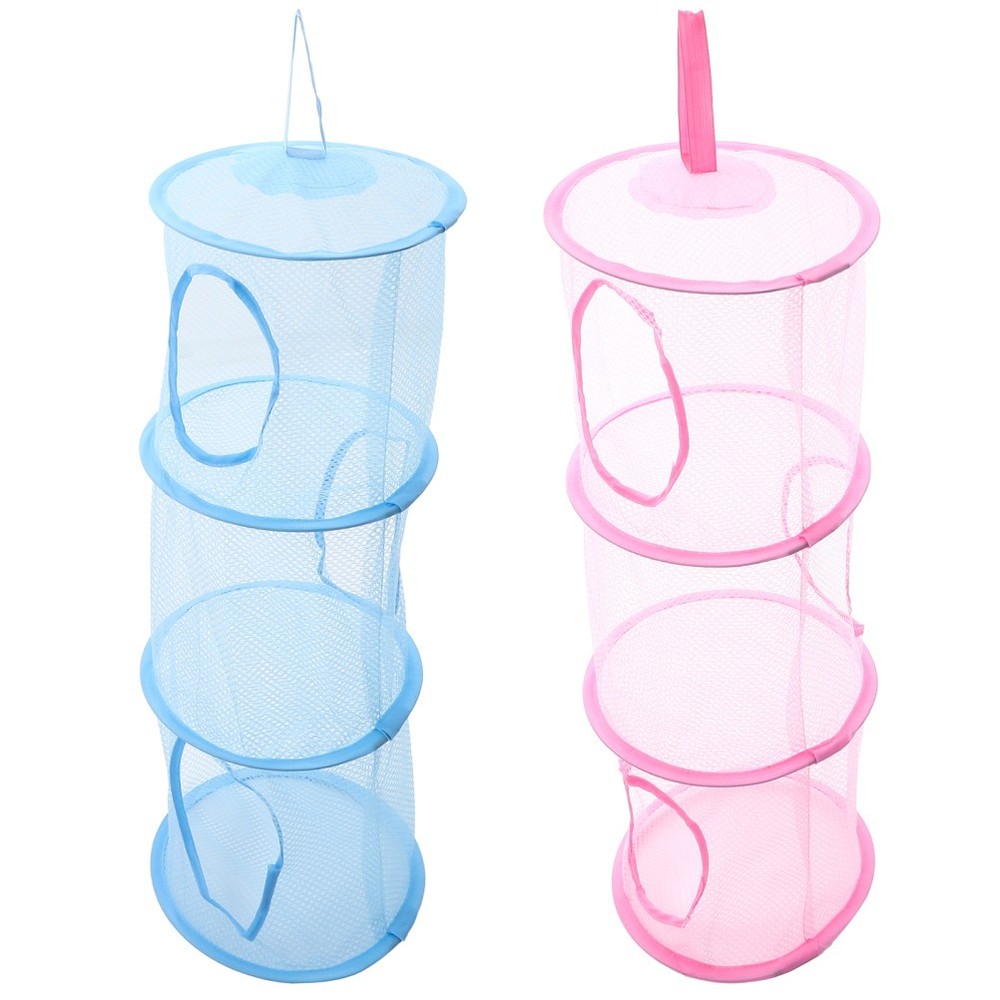 2 Pcs Hanging Mesh Storage Net Multi Layer Drying Basket For Socks Clothes