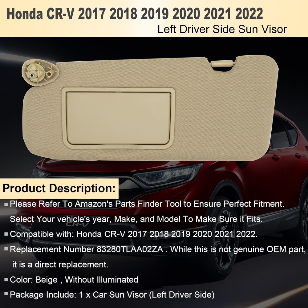 NHILES Driver Left Side Sun Visor Replacement Beige(Driver w/o Light）