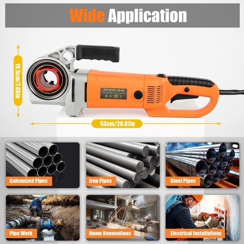 Handheld Electric Pipe Threader Threading Machine + 6 Pipe Cutter 1/2" - 2" inch