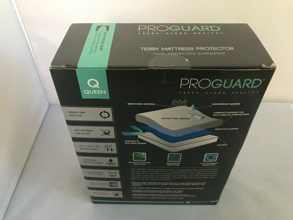 Proguard Waterproof Queen Terry Mattress Protector Deep Pocket Skirt