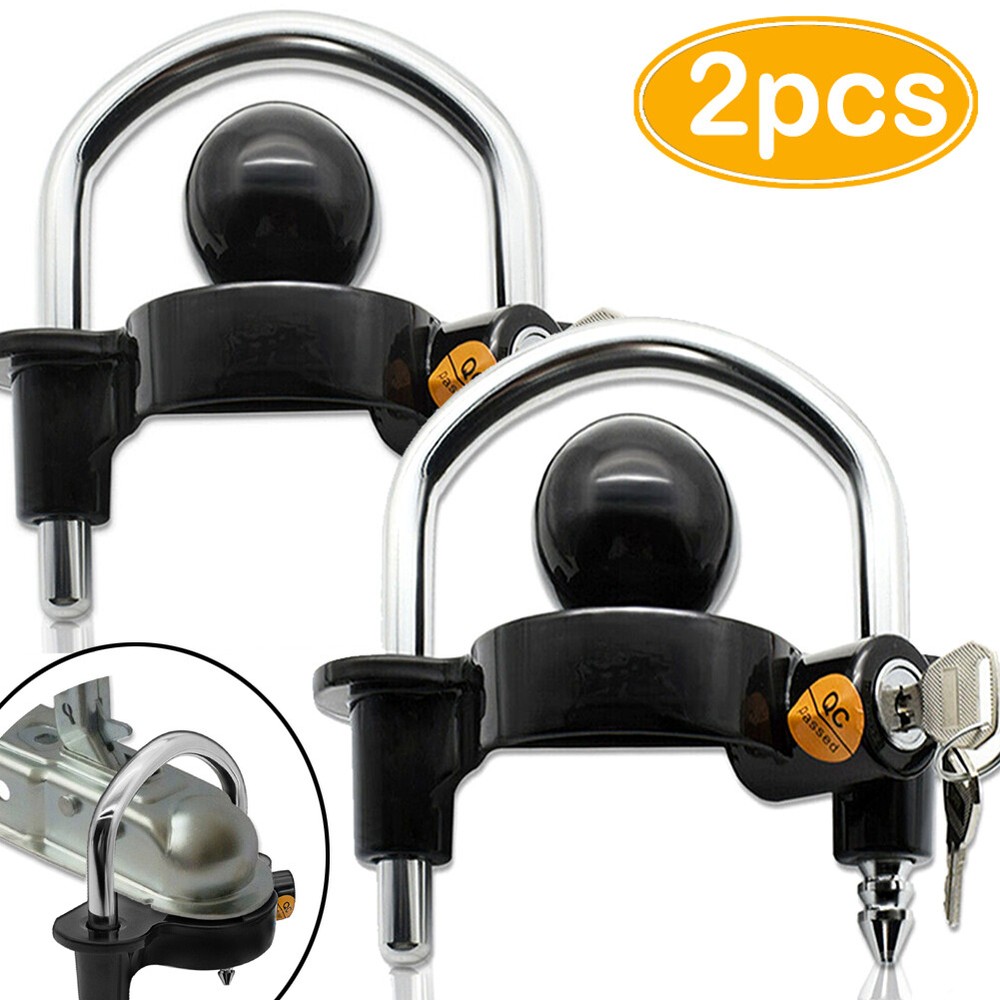 2X Heavy-Duty Coupler Lock Trailer Locks Ball Hitch Security Towing Coupling Key