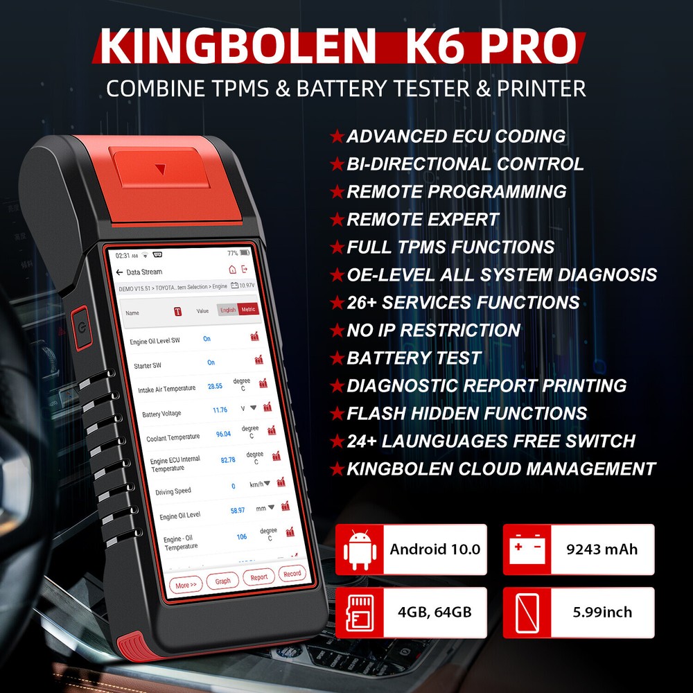 KINGBOLEN K6 PRO Elite OBD2 Car Diagnostic Tool Scanner ECU Key Coding TPMS IMMO