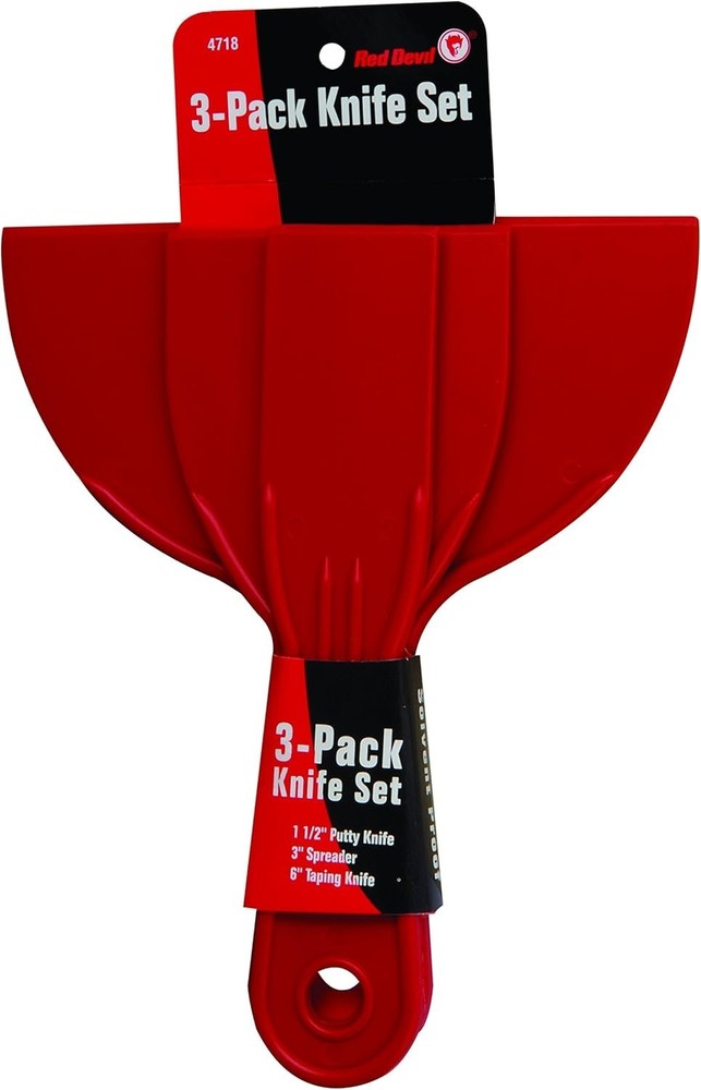 3-Piece Plastic Putty Knife Set, Scraper Tool, Spackle & Paint, 1-Pack