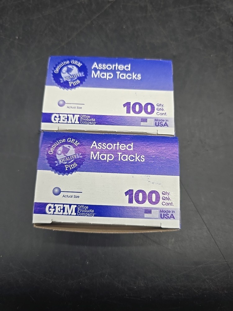 Gem Map Tacks, Plastic, Assorted, 3/8", 200/Box (GEMMTA)