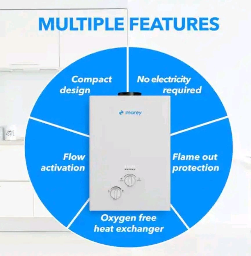 Marey Flow 1.58 GPM 42000 BTU's Liquid Propane Gas Tankless Water Heater G6FLP