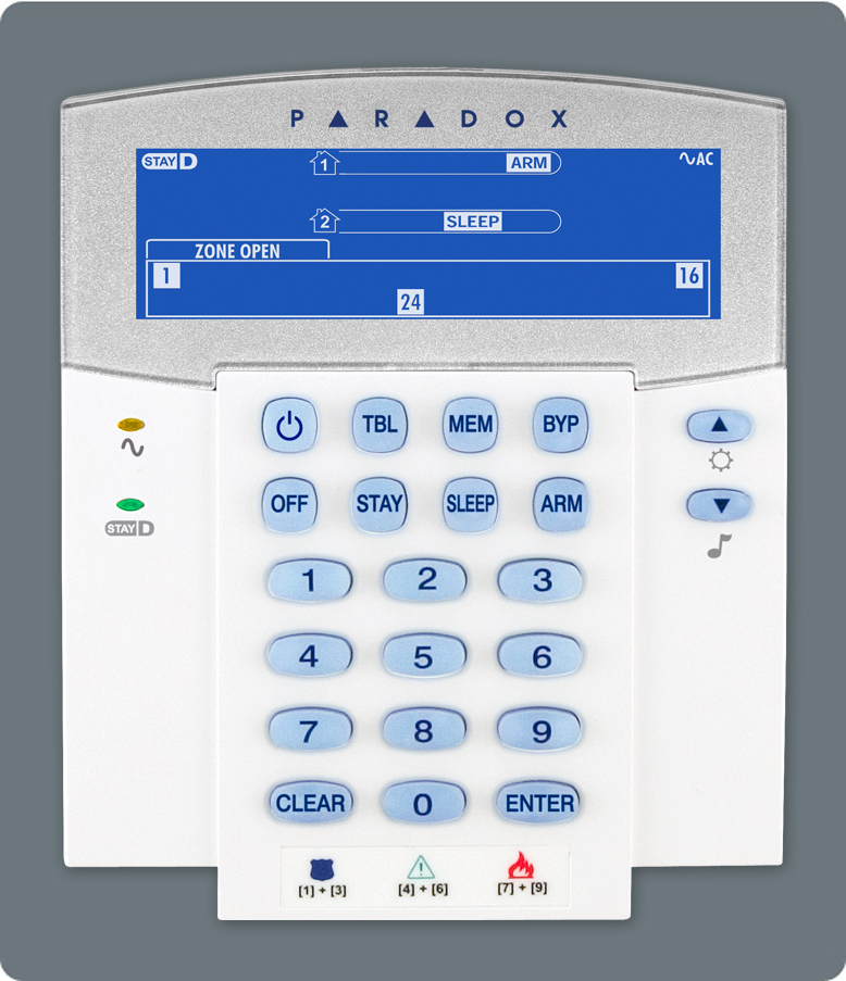 Paradox K35 (formerly K32I) 32-Zone Hardwired Fixed LCD Keypad Module Genuine
