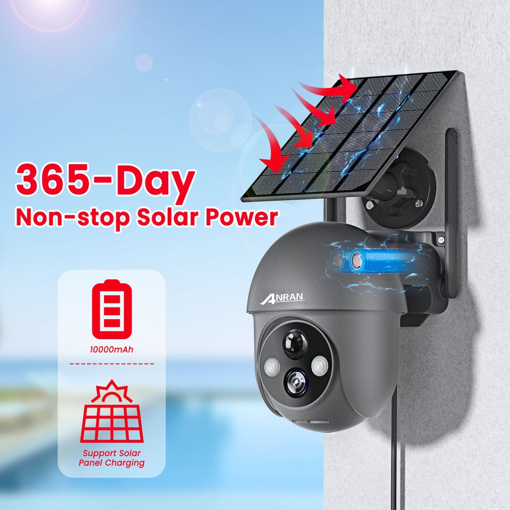 ANRAN 3MP Solar CCTV Camera Ourdoor Wireless Security Camera System WiFi Audio