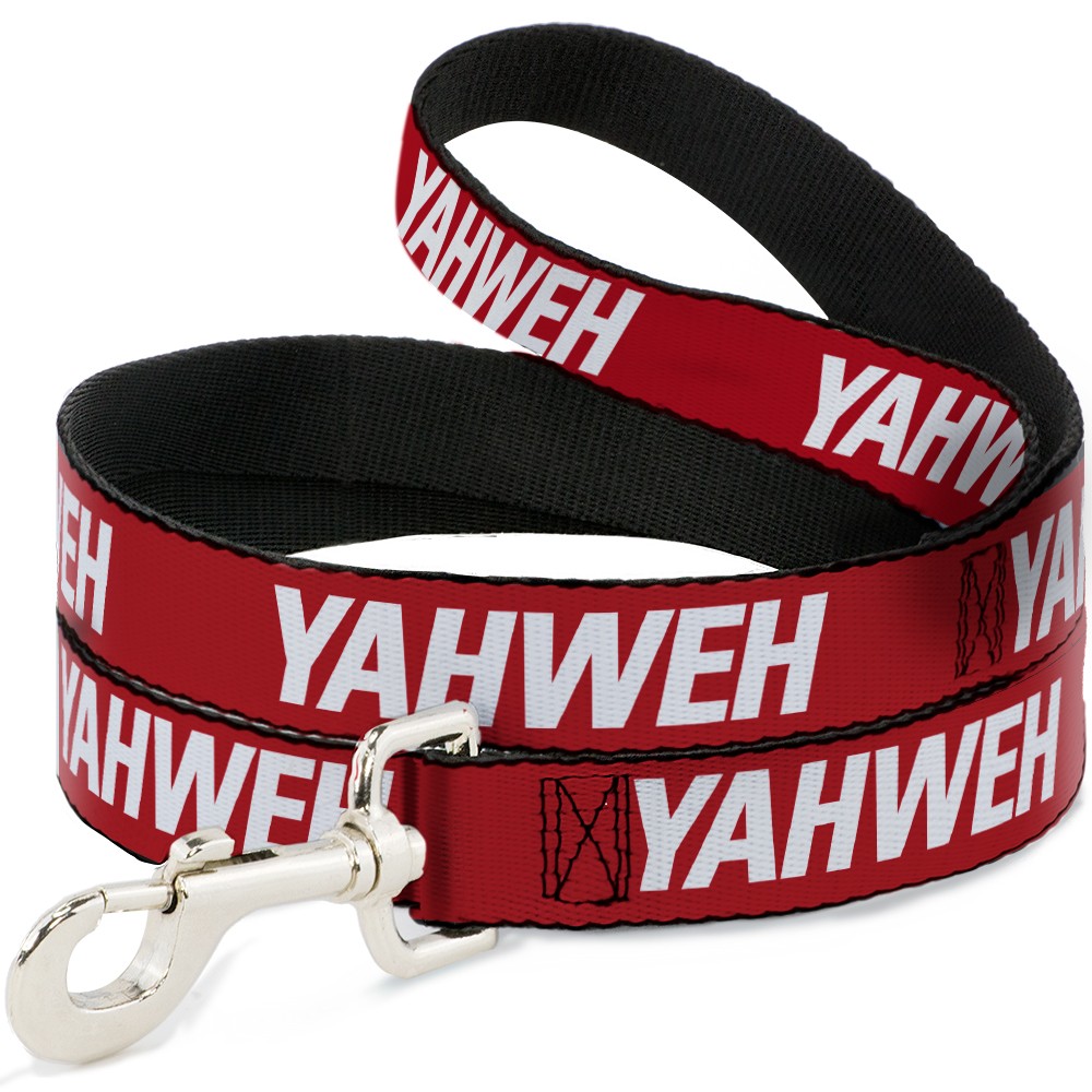 Dog Leash YAHWEH Text Red/White
