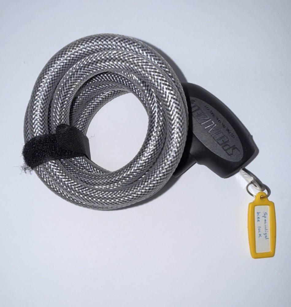 Specialized Bike Cable Lock Keyed Durable Portable Black Silver Medium