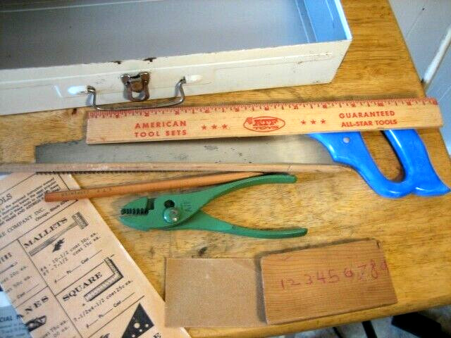 American tool chest for junior carpenters, includes some tools, vintage