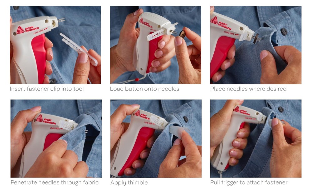 Buttoneer Button Fastening System - NEW and Improved! - Attaches Buttons Red