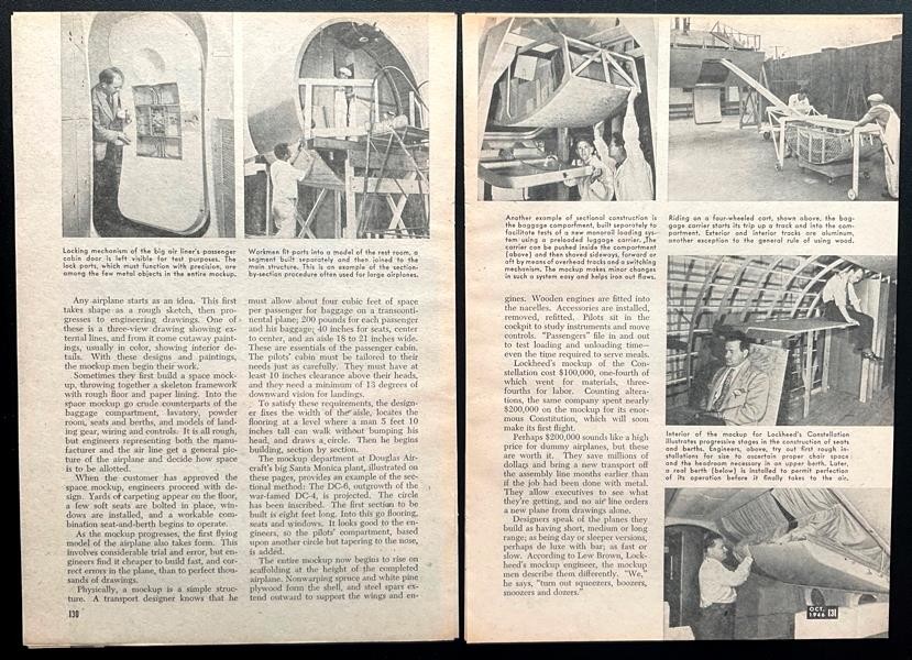 Douglas DC-6~Lockheed Constellation 1946 article “Planes that Never Fly” mockups
