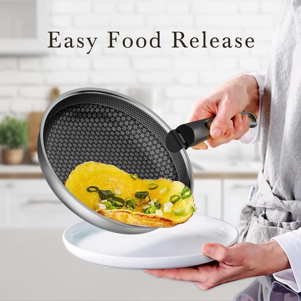 Detachable Nonstick Cookware Set Stackable Induction Pots & Pans W/ Removable