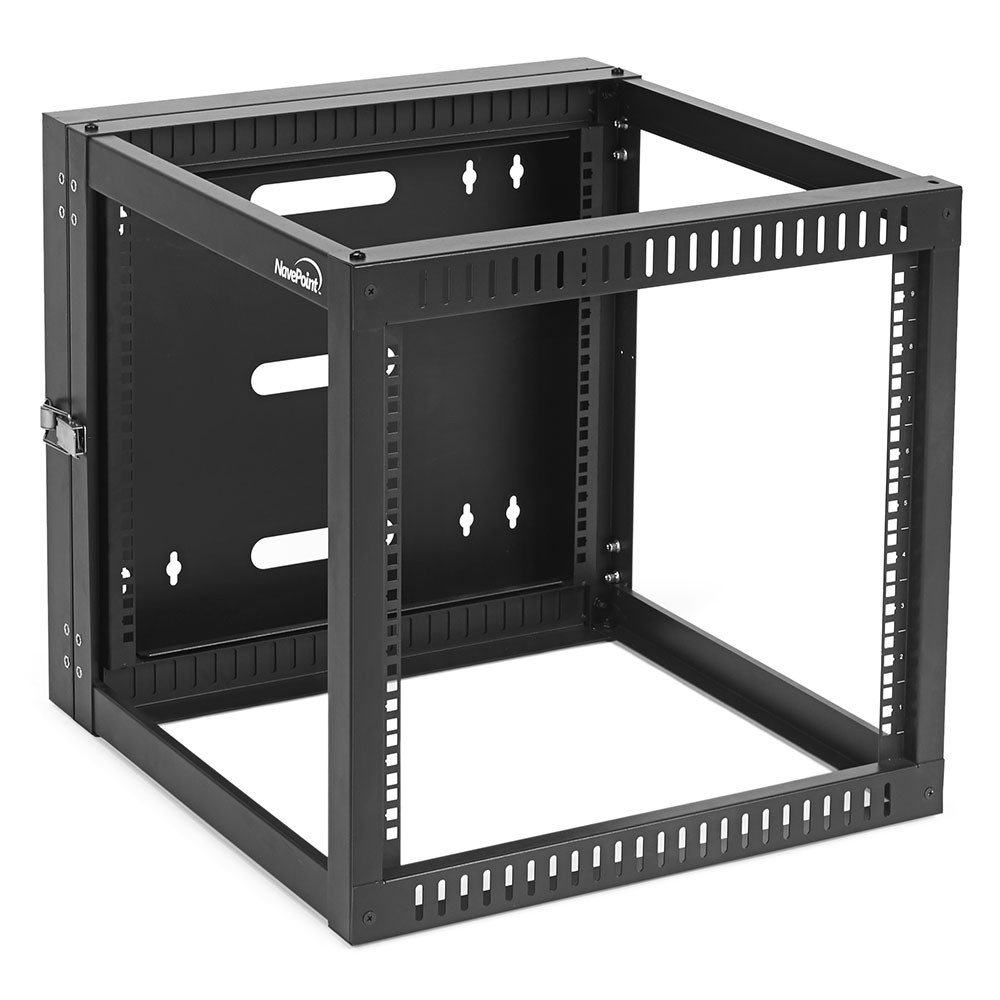 NavePoint Wall Mount Server Rack with Hinged Back, 4-Post 24” Deep, Rear Swing