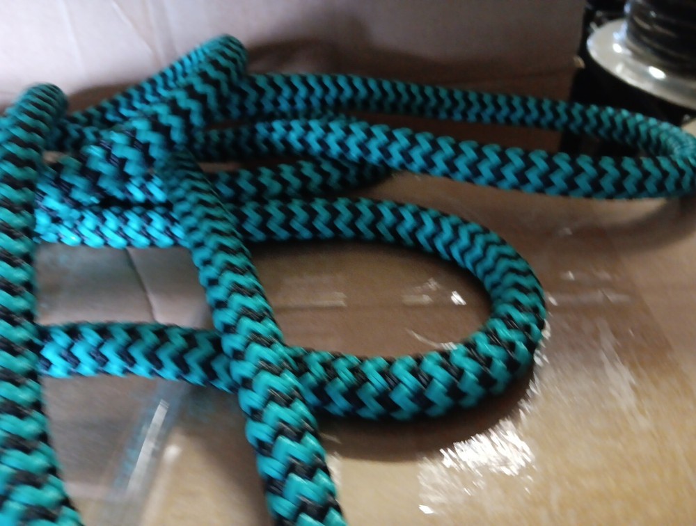 9/16 x 300 ft. Double Braid-Yacht Braid Polyester Rope. Turquoise/Black