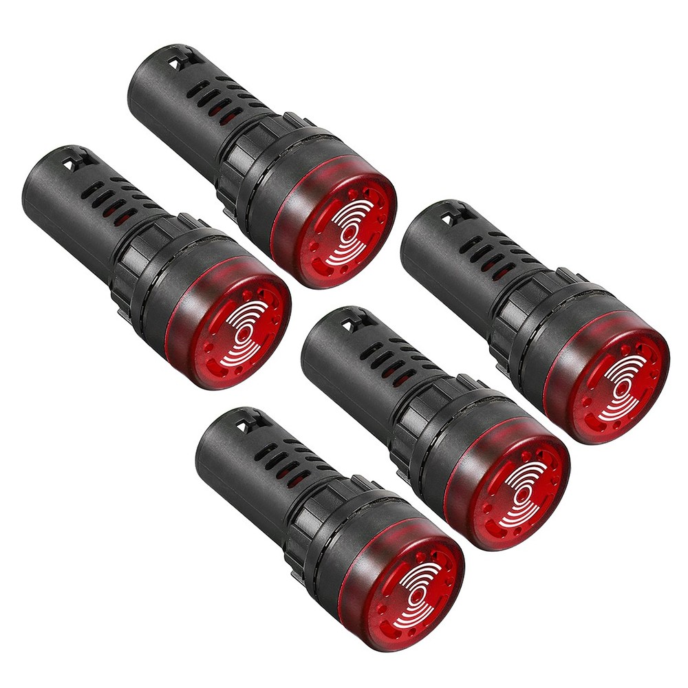 5PACK AC/DC 110V Light Panel Indicator Flashing Alarm with Buzzer Red LED
