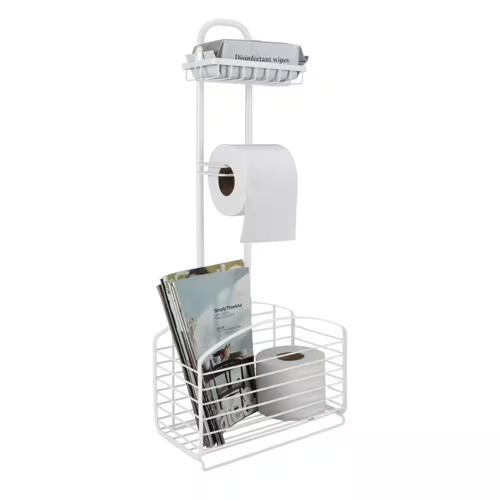 Ellipse Collection Adjustable Bathroom Organizer in White