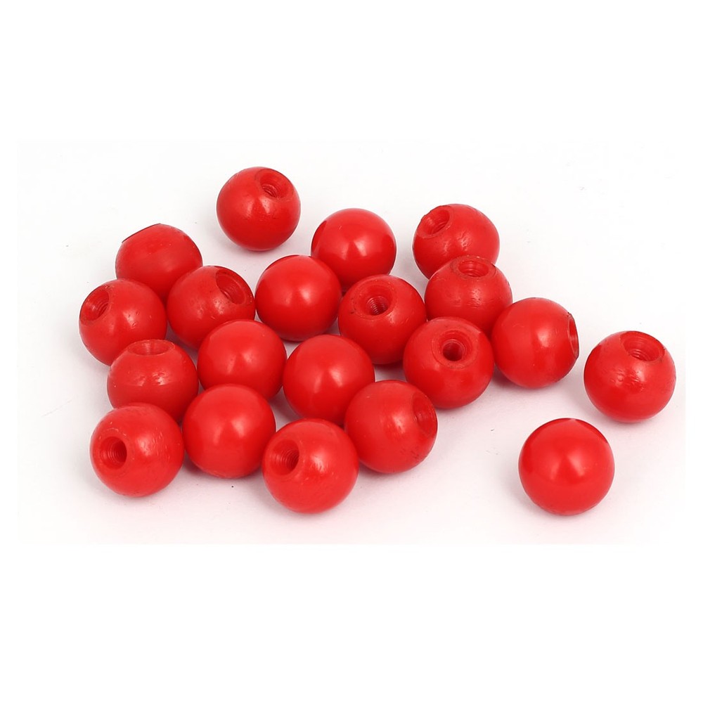 20mm Dia Plastic Ball M5 Female Thread Handle Knobs Red 20Pc for Lathe Machine