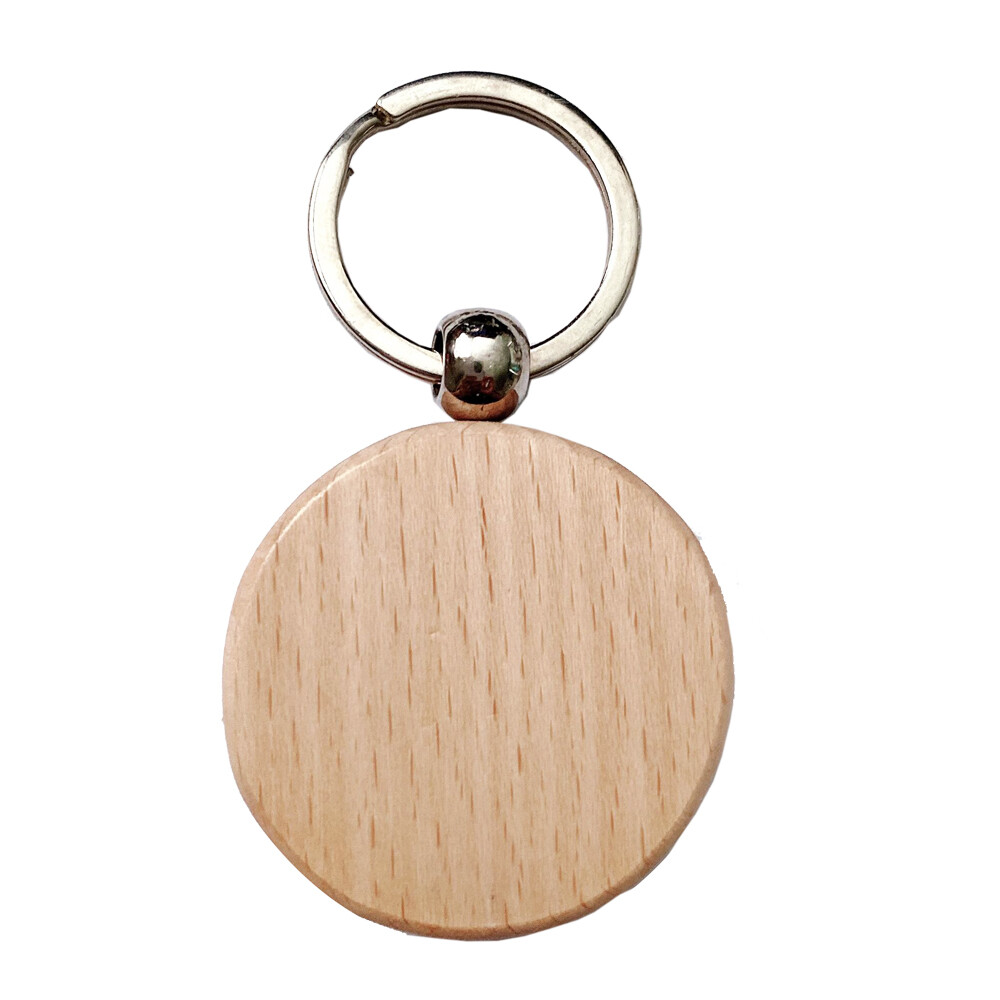 10pcs Circle Engraving Blank Wood Keychain Custom Key Tags Personalized Gift