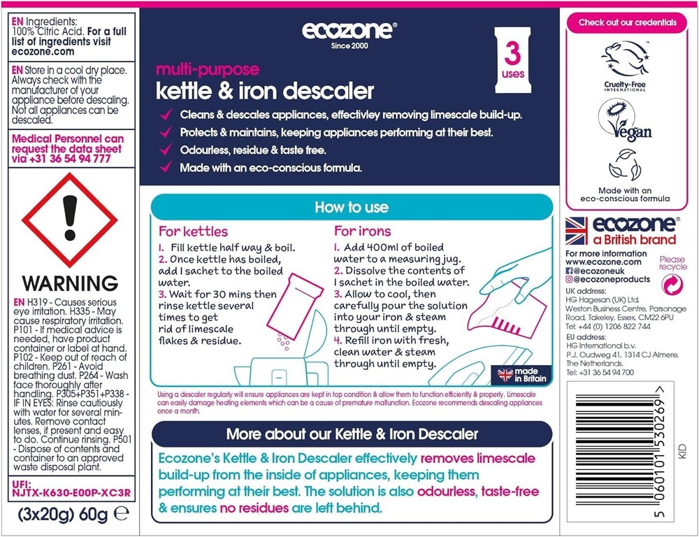 Kettle & Iron Descaler 3x20g