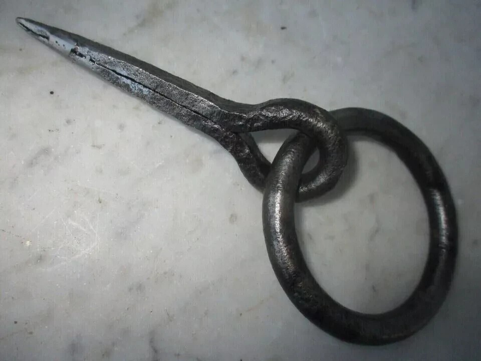 Antique Wrought Iron Tethering Ring Pin Blacksmith Hardware Handmade Iron Hook