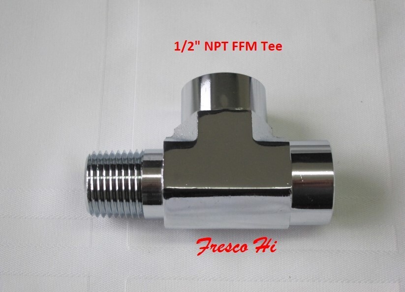 Lowrider Hydraulics fitting 1/2" FFM NPT run tee chrome, 1 pack