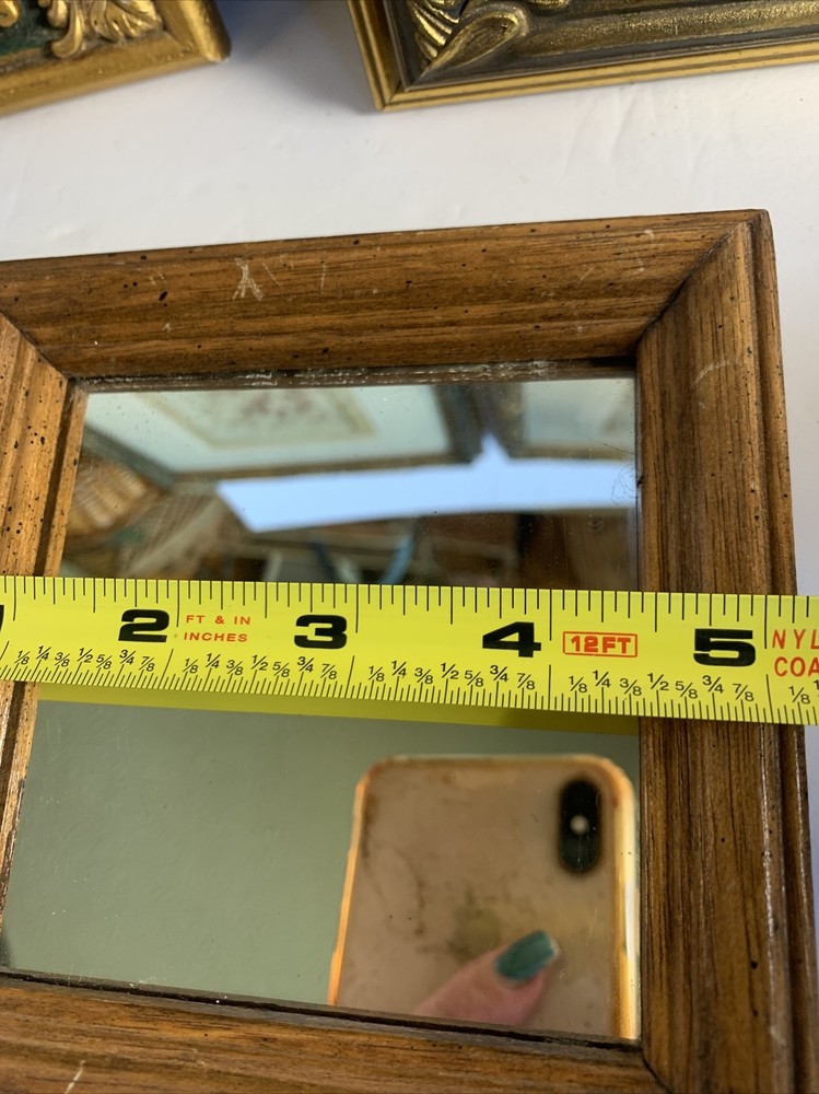MCM Small Square Or Diamond Wall Mirror~Wood~Distressed