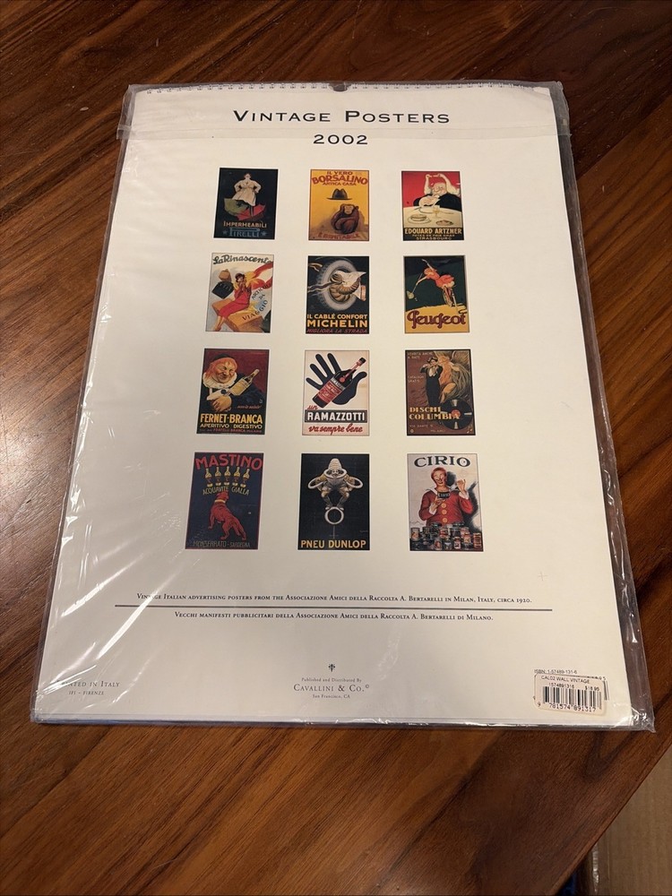 Cavallini Vintage Posters 2002 Wall Calendar Framable Art Large