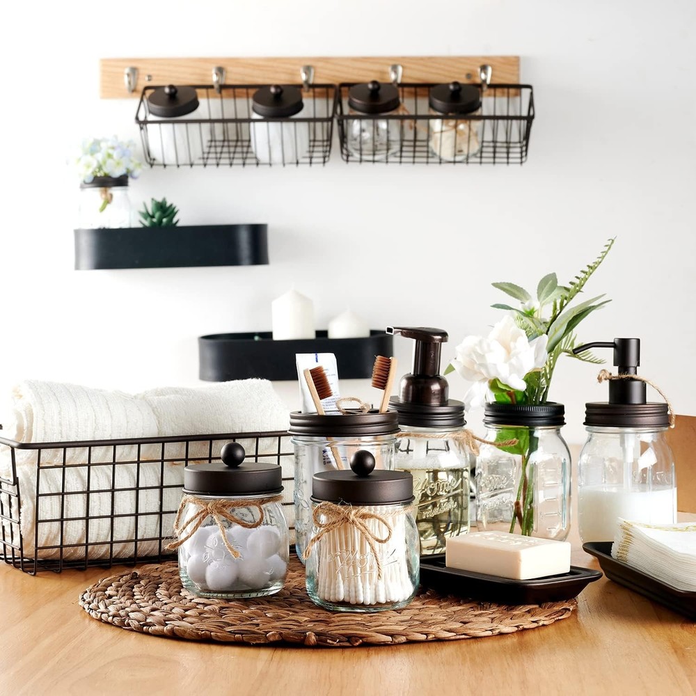 Mason Jar Bathroom Accessories Set 6pc