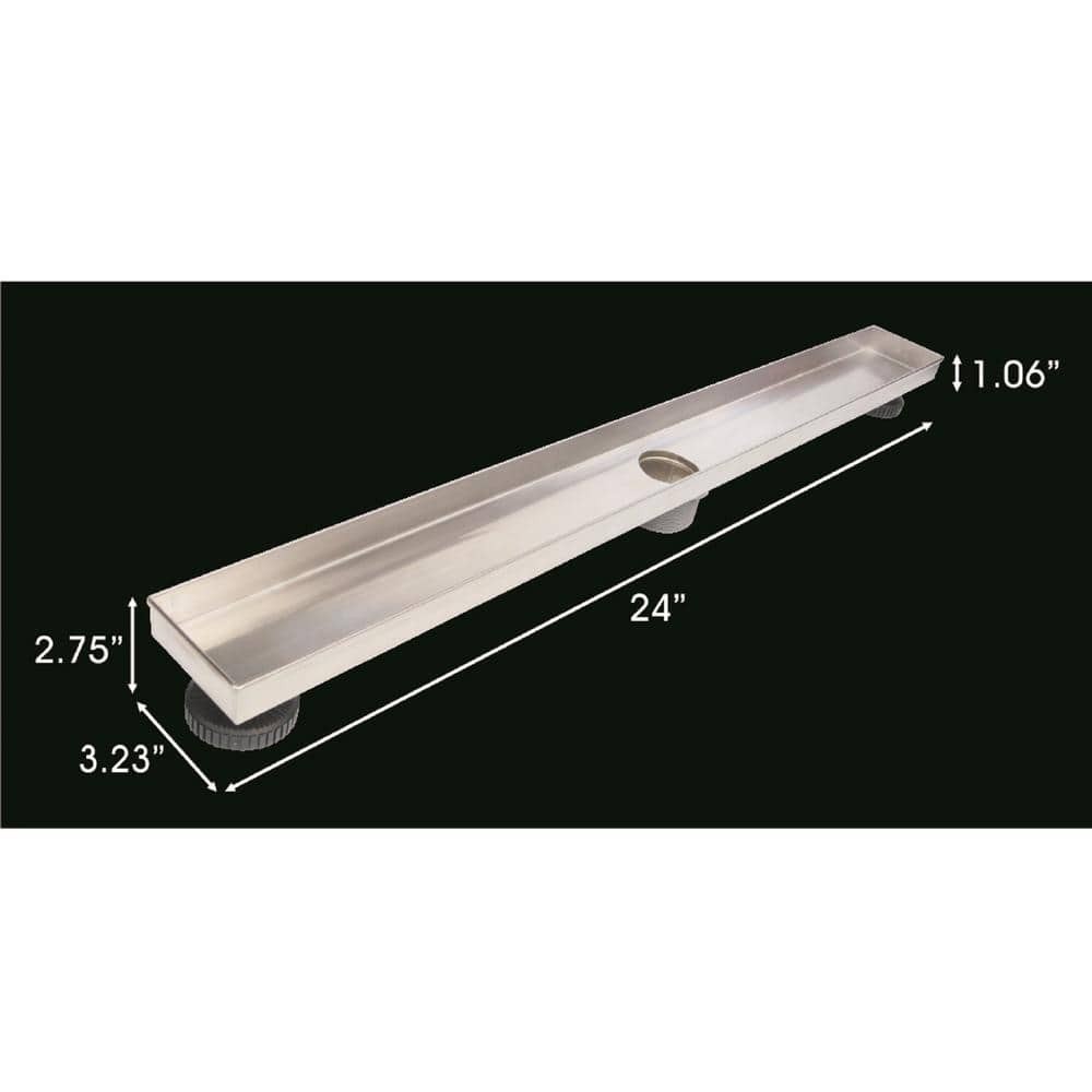 RELN 24 in. Stainless Steel Linear Shower Drain with Square Pattern Drain Cover